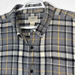 L.L. Bean Scotch Plaid Flannel Shirt‎ Mens XXXL Tall Grey Tartan Traditional Fit